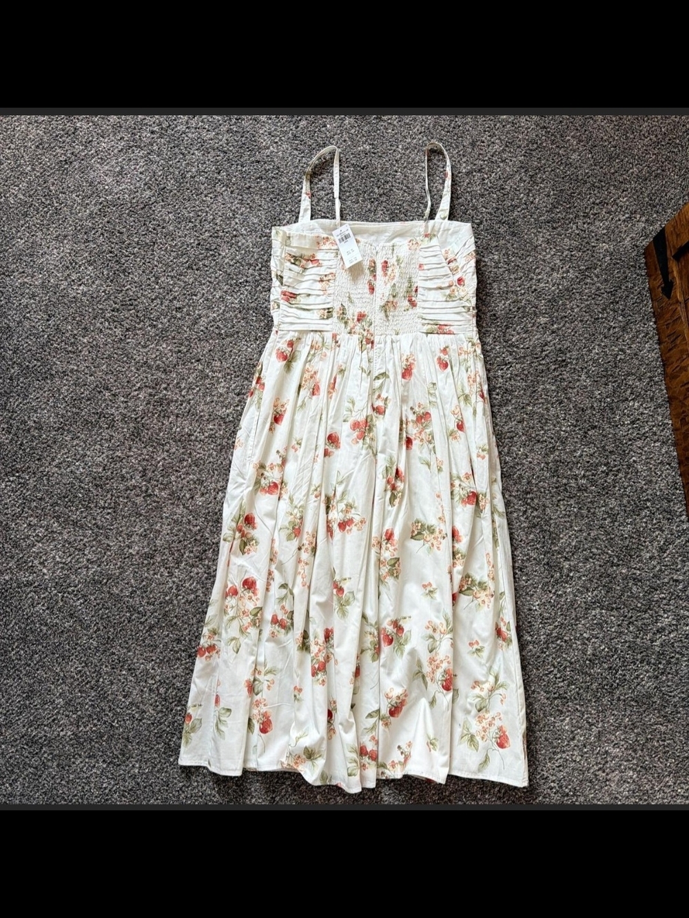 Abercrombie & Fitch White Floral Midi Dress with Rust Accents - Picture 3 of 5